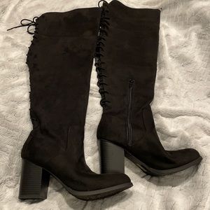 Over the knee/thigh high lace up boots, size 9